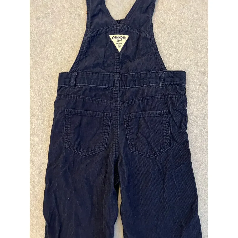 OshKosh B'gosh Baby Girls 2T 100% Cotton Overalls Corduroy 3D Flower Navy‎ Blue